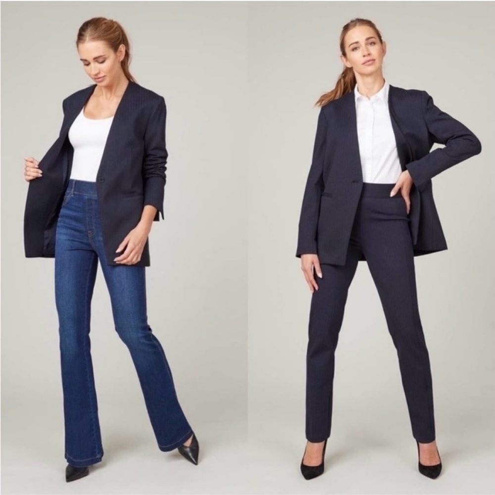 SPANX Navy Pinstripe Blazer Jacket